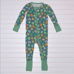 LITTLE SLEEPIES Bamboo Shamrock St Patrick’s Paddy’s Day Zip Up Pajamas